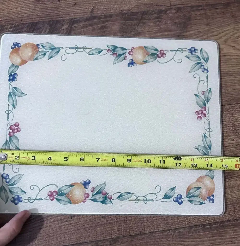 Vintage Corelle Abundance Tempered Glass Counter Saver Cutting Board